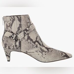 Vince Camuto Merrie Leather Snake Fashion Pointed Toe Kitten Heel Ankle Bootie